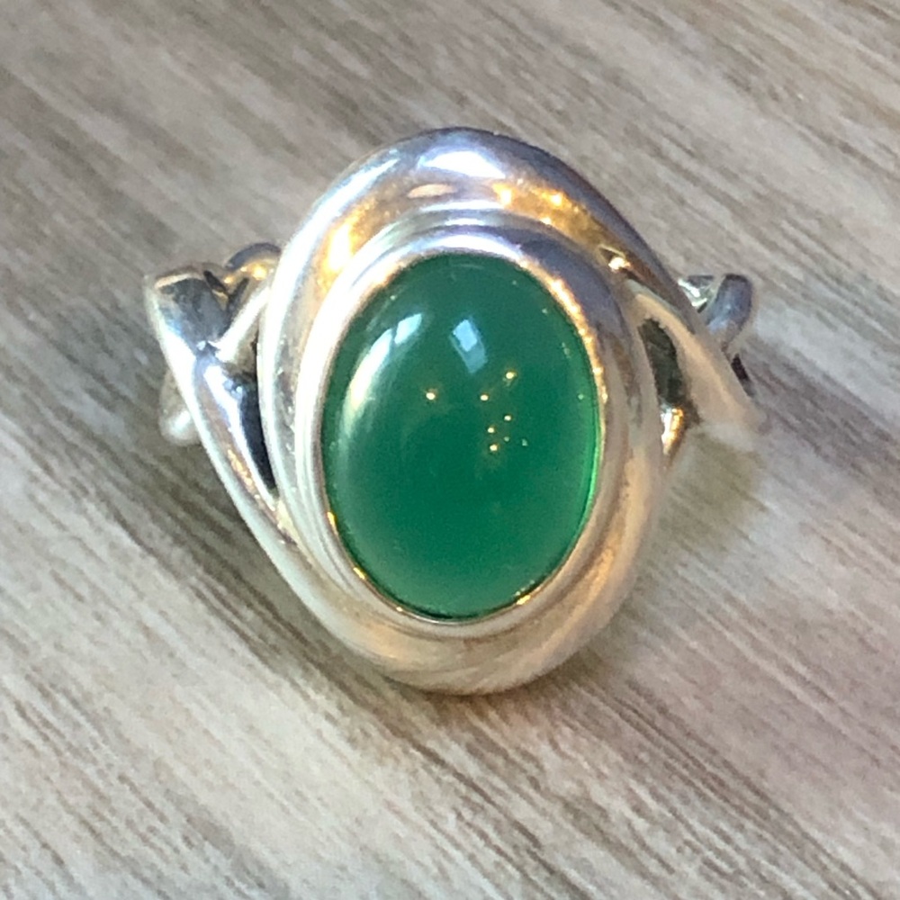Carolyn Pollack Paradise Green Chalcedony Sterling Ring 10 - Picture 9 of 12